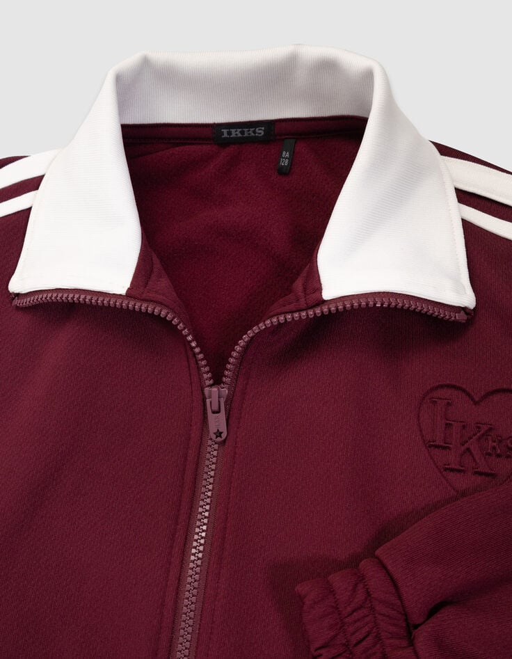 Cardigan zippé bordeaux noeuds écrus fille-7