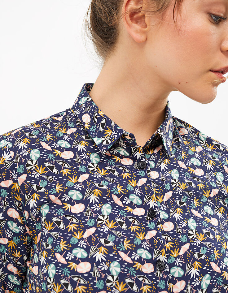 Chemise marine imprimé parasols I.Code-4 Chemise marine imprimé parasols I.Code-4