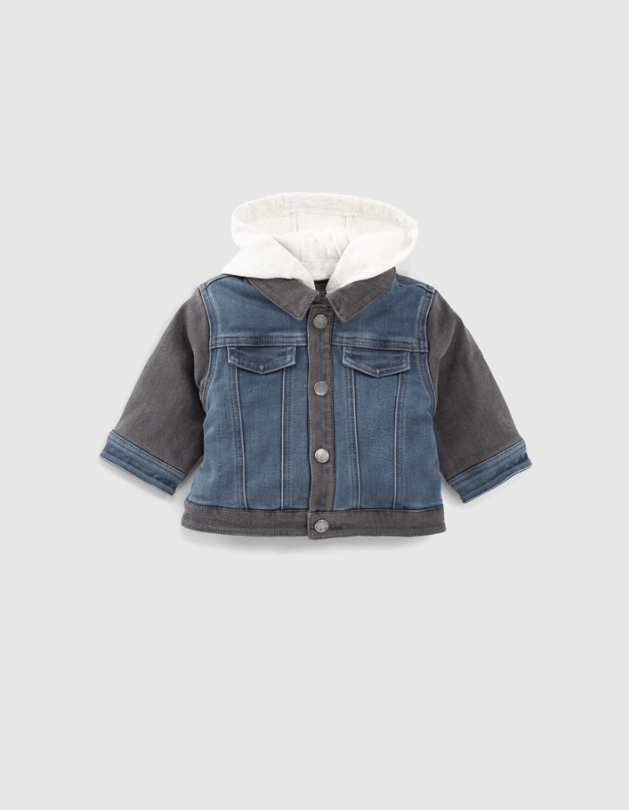 Baby boys’ blue denim/check reversible jacket - IKKS