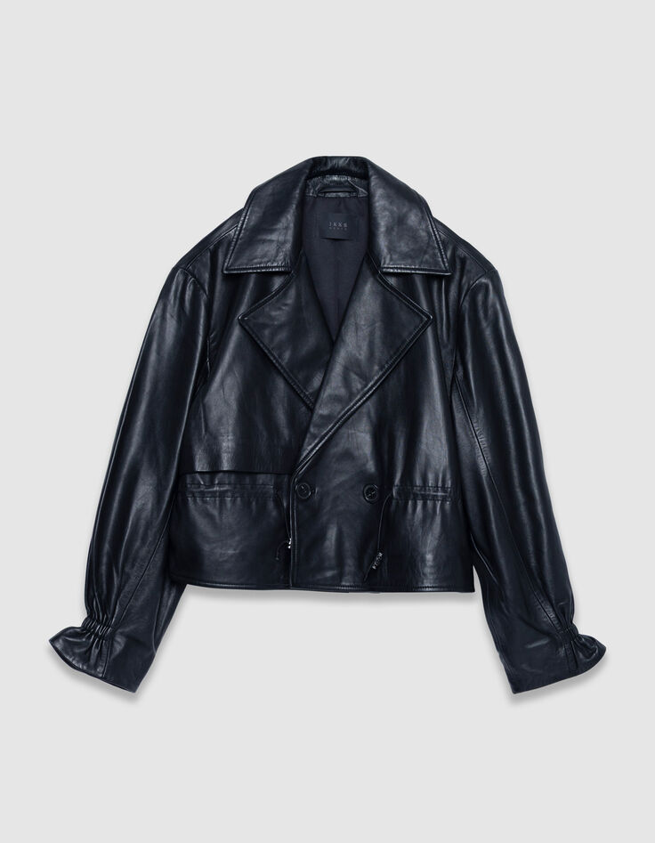 Chaqueta de piel negra oversize Talla Mujer-7