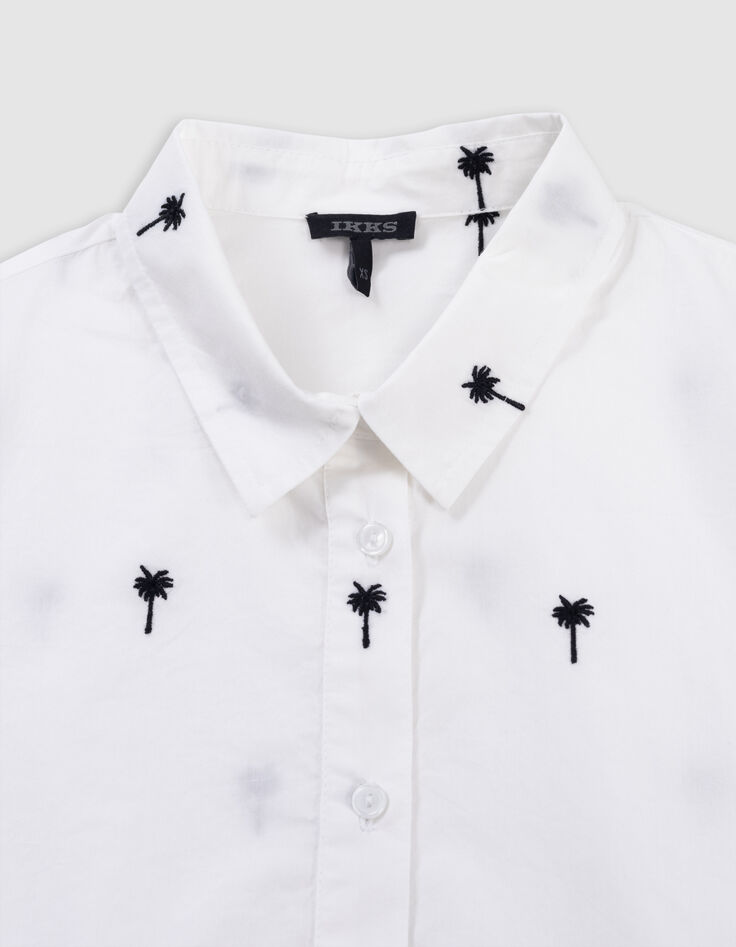 Camisa blanca cropped bordados palmeras niña-4