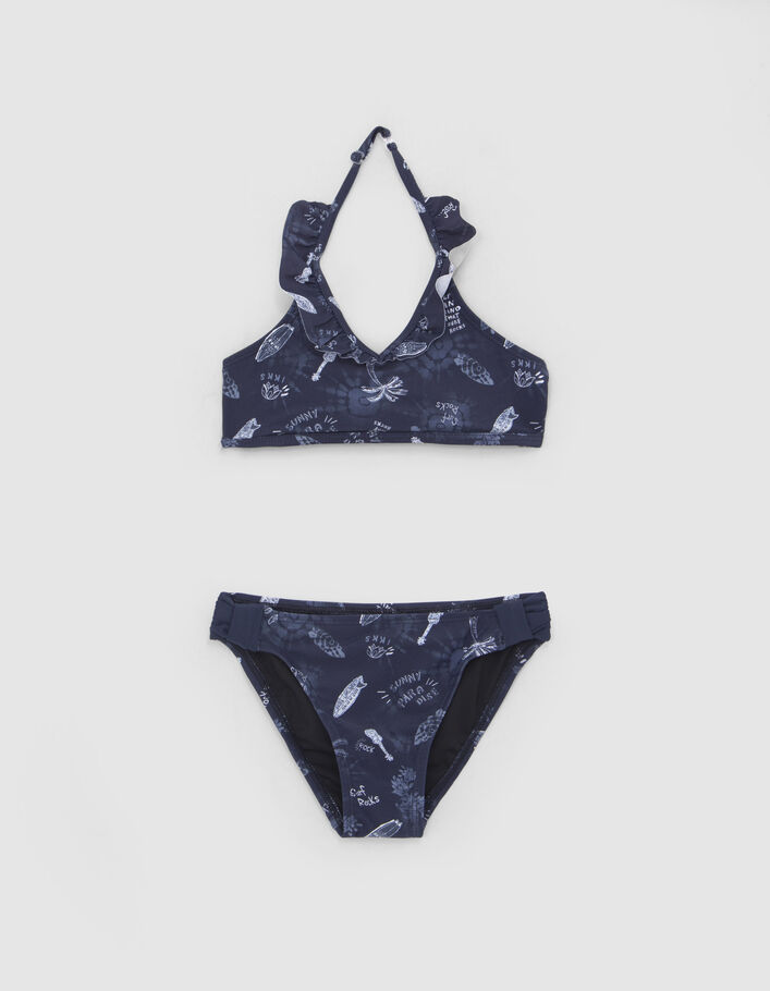Girls’ navy surf-rock print bikini - IKKS