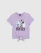 T-shirt lilas à nouer visuel SNOOPY fille-1