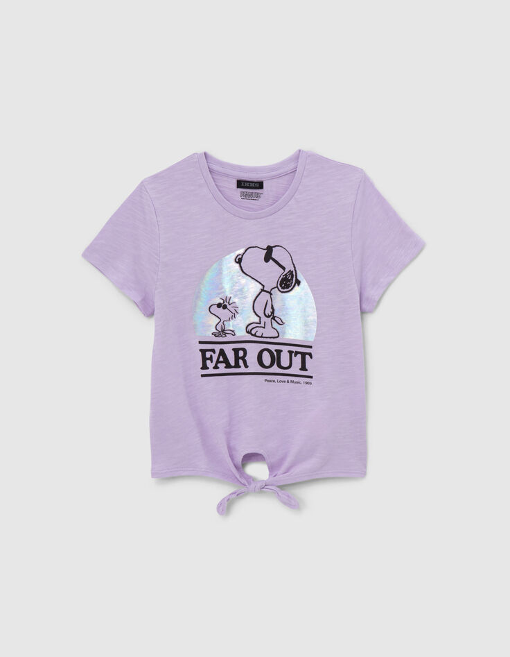 T-shirt lilas à nouer visuel SNOOPY fille-1
