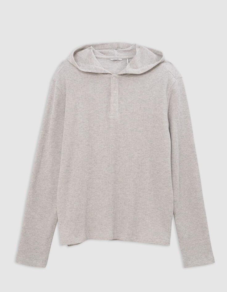 Men’s grey organic cotton waffle hooded T-shirt-6
