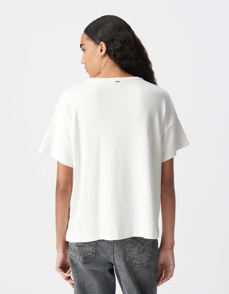 Tee-shirt blanc message brodé perles-3