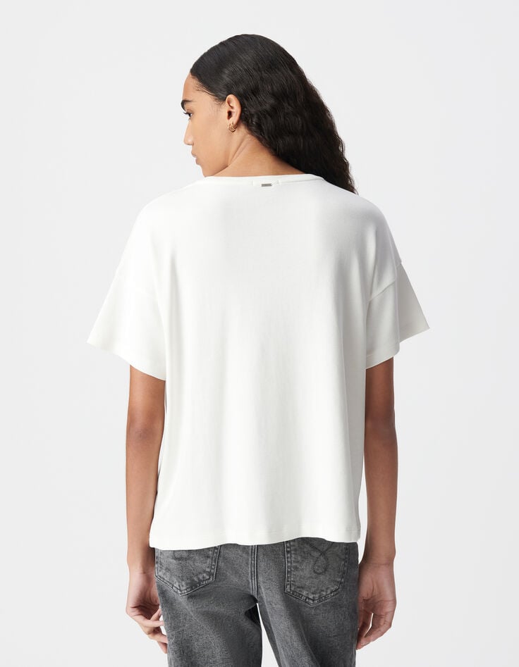 Tee-shirt blanc message brodé perles-3 Tee-shirt blanc message brodé perles-3