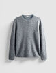 Pull manches longues marine tricot moulin&eacute; Homme-5