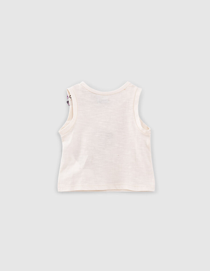 Camiseta tirantes ecológica crudo calavera bebé niña-3
