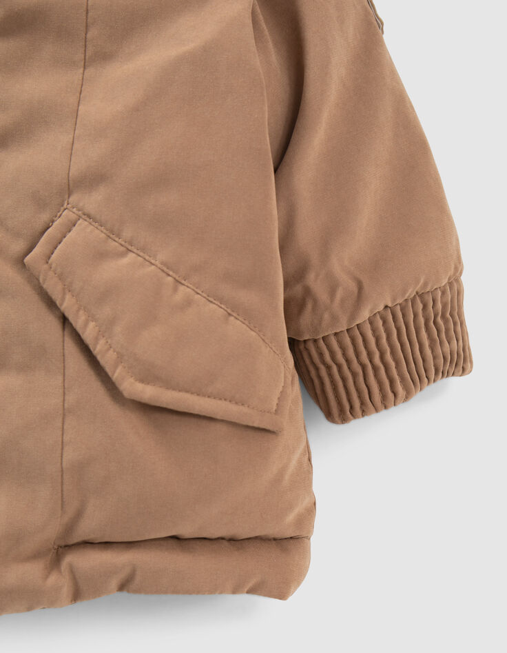 Parka camel fourrée à capuche bébé garçon-4