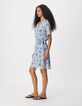 Blue floral-print flowing dress with side tie Women's-3