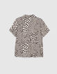 Camisa beige Ecovero&trade; damero negro-2