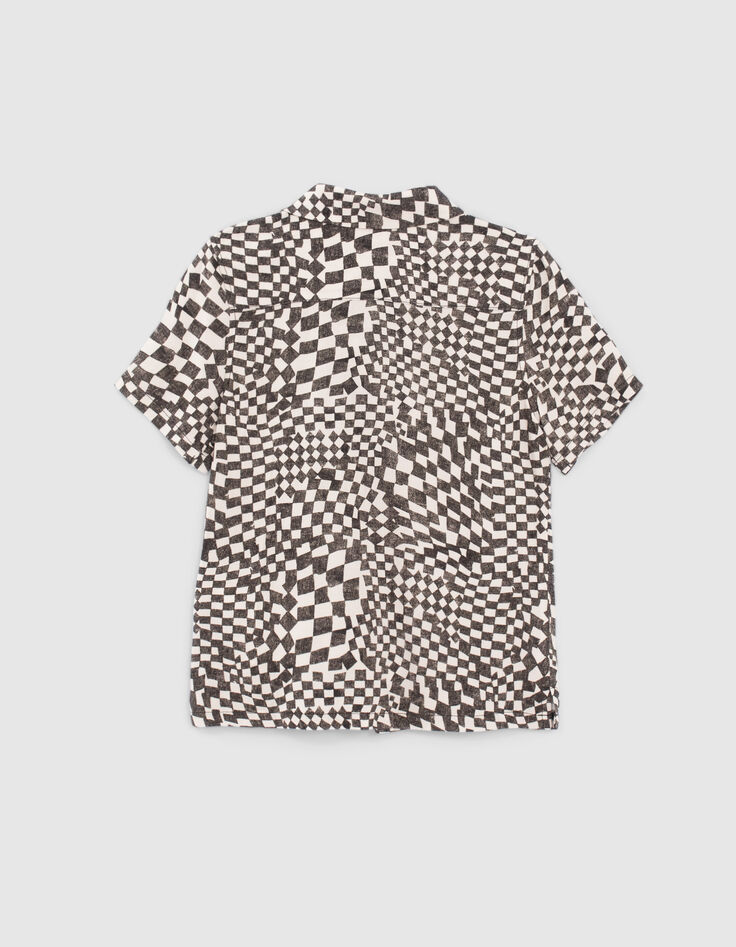 Camisa beige Ecovero&trade; damero negro-2