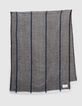 Men&rsquo;s grey scarf with indigo stripe & chevron motif-2