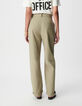 Women's khaki balloon pants with darts-3