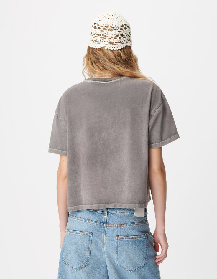 Grijs oversized t-shirt met adelaarsontwerp voor dames-3