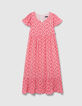 Robe longue rose imprimé ethnique fille-2