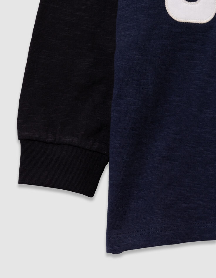 Polo marine, camel et noir maxi chiffres col blanc garçon-4