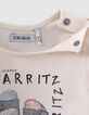 Ecru bio-T-shirt opdruk glitterslippers babymeisjes -5