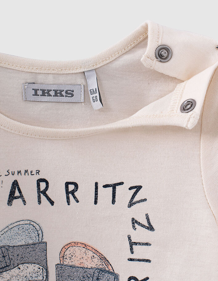 Cremeweißes T-Shirt mit Glitzer-Flipflops für Babymädchen  - IKKS