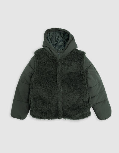 Doudoune 2-en-1 kaki avec gilet sherpa fille - IKKS