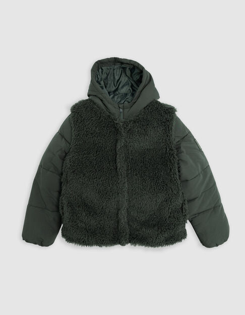 Doudoune 2-en-1 kaki avec gilet sherpa fille - IKKS