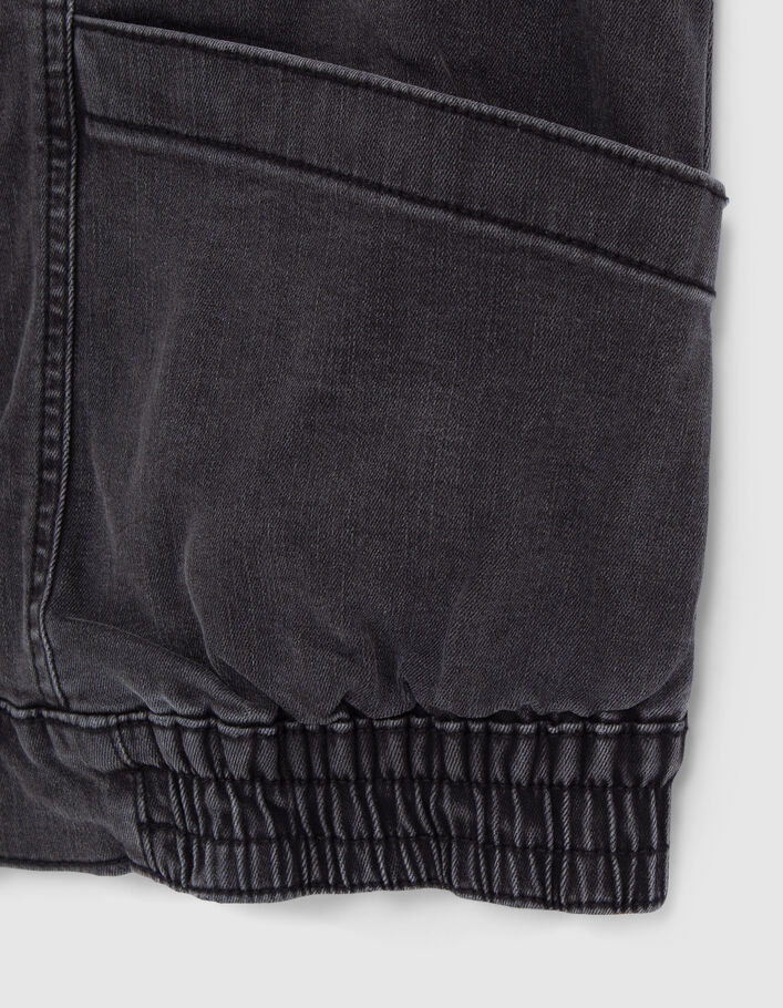Girls' faded black denim sleeveless jacket - IKKS