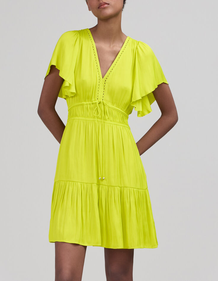 Anisgr&uuml;nes Damenkleid mit Knitteroptik-2