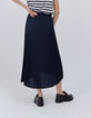 Women’s navy skull motif jacquard pleated skirt-3