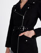 Blouson oversize long noir chèvre velours femme-4