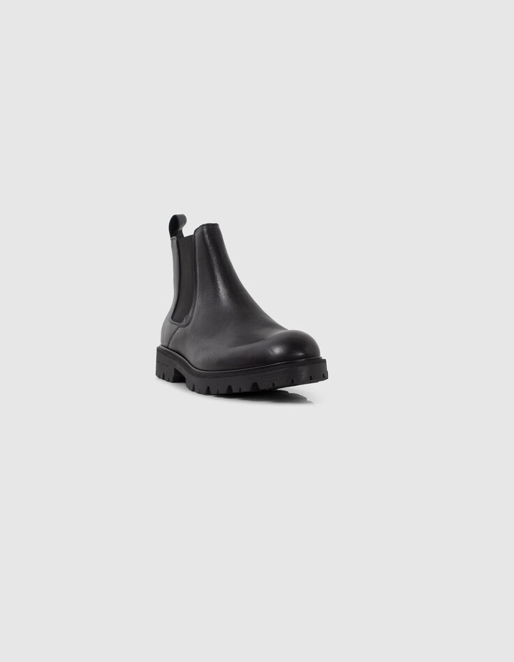 Schwarze Chelsea-Herrenstiefeletten mit Profilsohle-2
