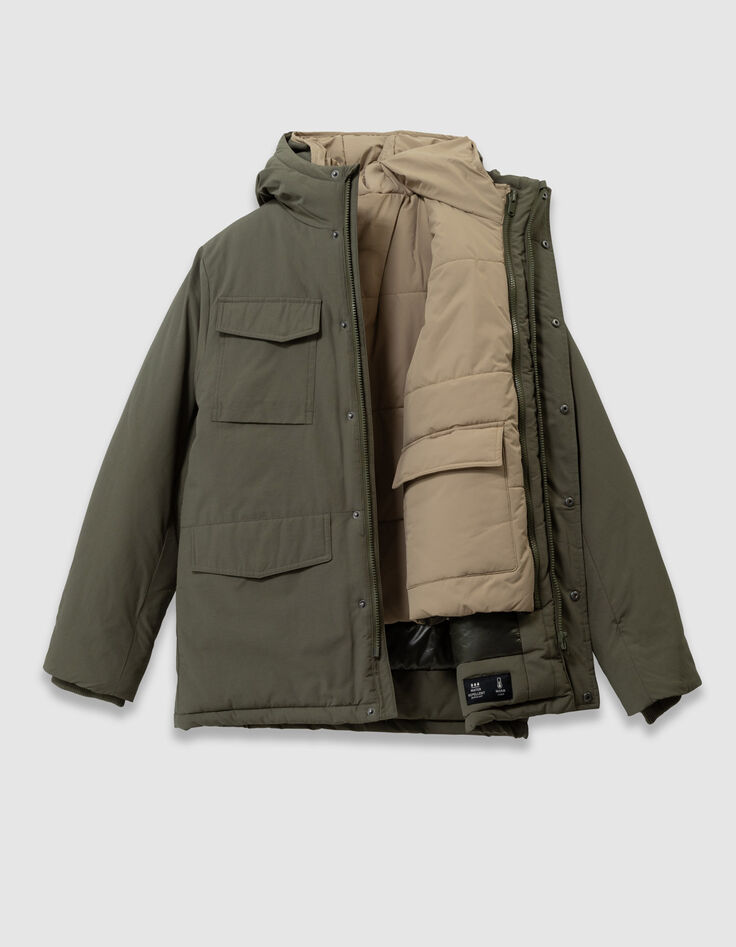 Khaki 3-in-1 Parka und Wendeanorak für Jungs-8