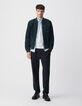 Blouson bomber encre en cuir velours Homme-1