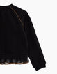 Cardigan noir zippé bordé de tulle fille-5