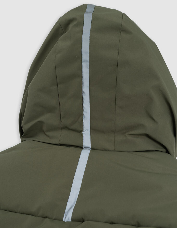Lange khakifarbene gesteppte Daunenjacke für Jungen-9