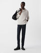Men’s grey organic cotton waffle hooded T-shirt-1