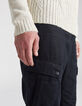 Pantalón battle CROPPED negro de lino y bajos elásticos Hombre-5