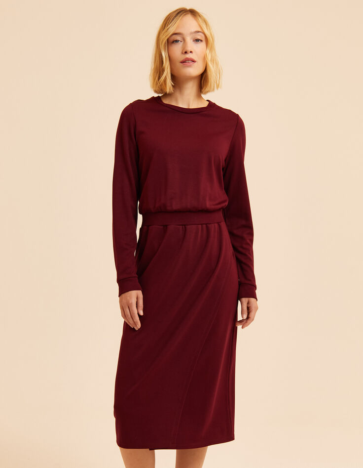 Robe longue bordeaux molleton monogramme I.Code-3
