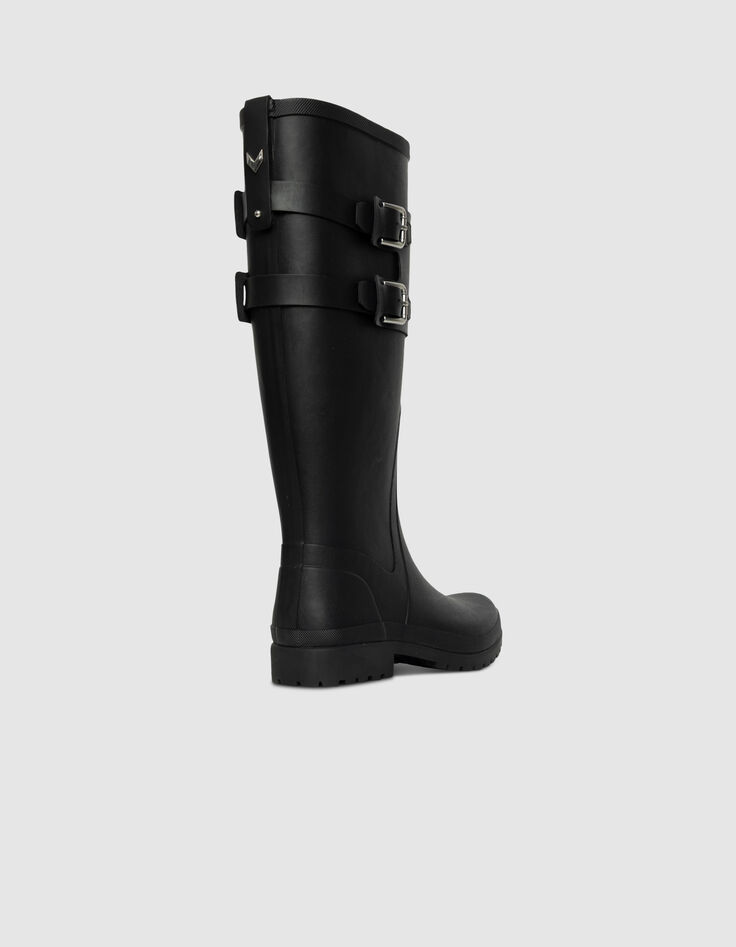 Botas de agua negras suela dentada mujer-3 Botas de agua negras suela dentada mujer-3