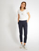 Marineblaue Röhrenhose mit Jacquard I.Code-5