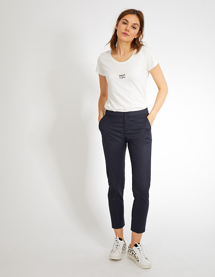Marineblaue Röhrenhose mit Jacquard I.Code-5