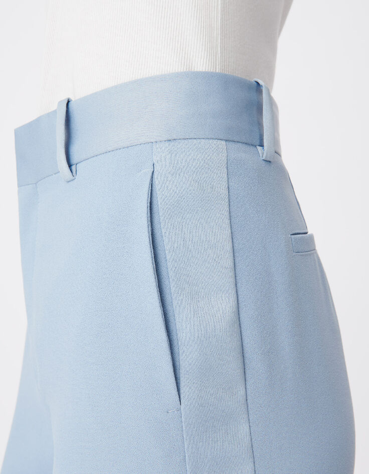 Women's flowing blue tailored pants-5