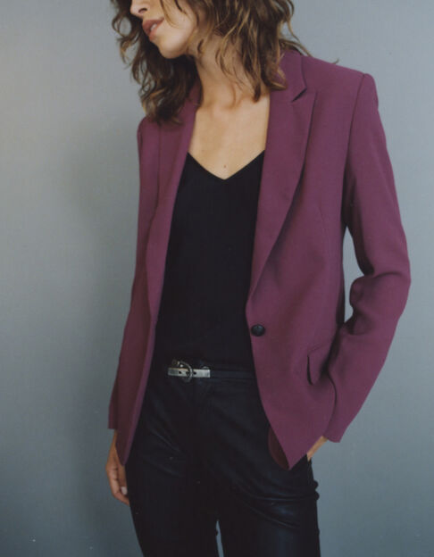 Halblanger, violetter Damenchiffonblazer