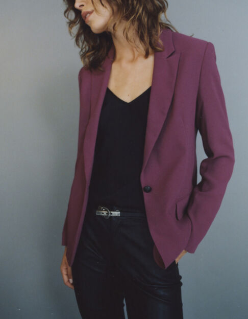 Women's purple crepe mid-length suit jacket