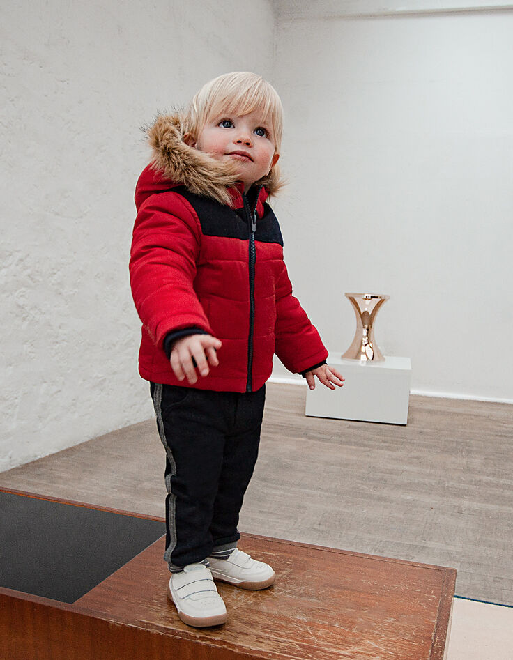 Doudoune rouge moyen à capuche bébé garçon -6