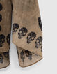 Women’s khaki tie+dye skull print scarf-2