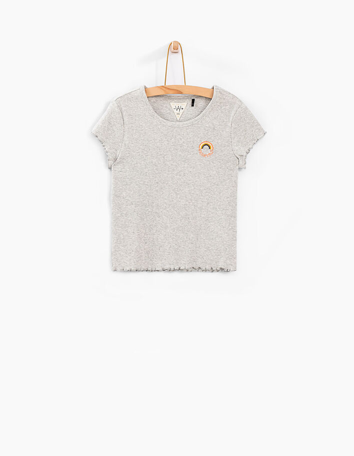 Camiseta gris jaspeado medio arco iris niña - IKKS
