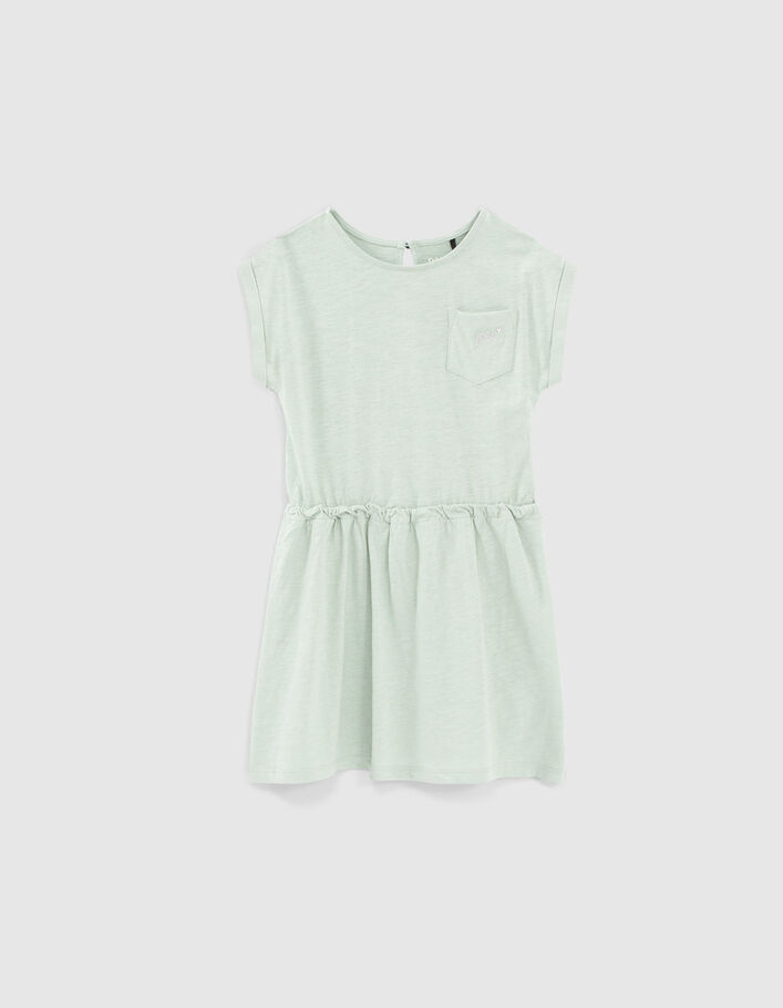 Aqua jurk Essential geborduurd biokatoen meisjes - IKKS