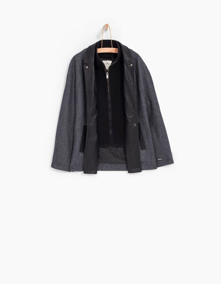 Cape grise zippée à col motard fille-3