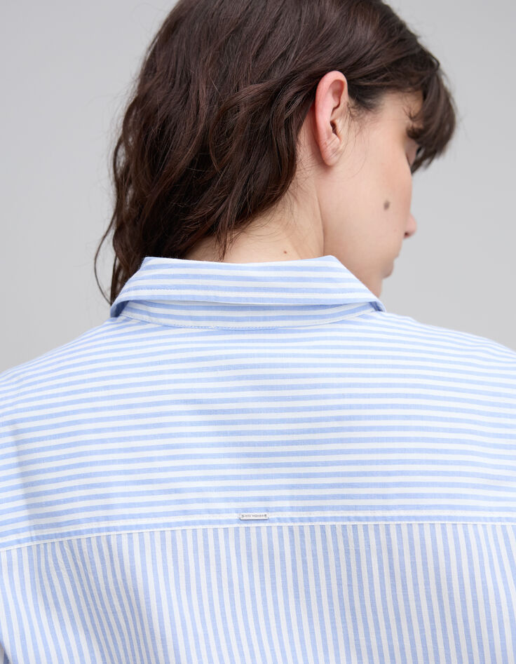 Women's blue white striped shirt-5